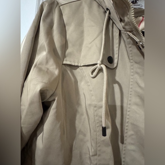 SaphiRose Women's Tan Plaid Lined Hooded Raincoat Jacket Size M - Picture 7 of 10